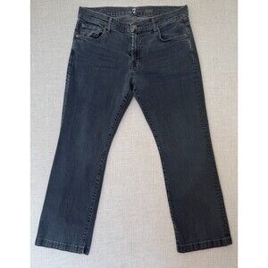Seven7 For All Mankind Brett Jeans Women 36 Dark Wash Straight Crop Stretch Deni
